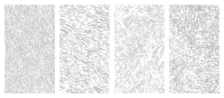 hand drawn texture set on transparent background with organic contour lines, abstract fluid pattern inspired by topography and fur movement, perfect for dynamic modern design elements vector