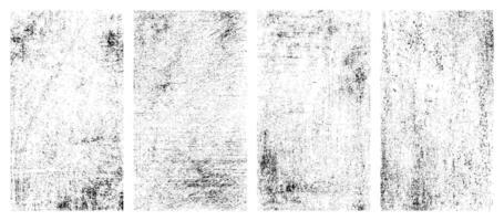 Grunge texture set black white distressed rough grungy surface overlays vintage scratch effect elements transparent background editable design isolated illustration pack vector