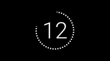 15 second countdown timer with display in white dotted circle animation suitable for presentations, websites, or webinars video