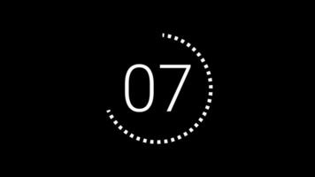 10 second countdown timer with display in white dotted circle animation suitable for presentations, websites, or webinars video