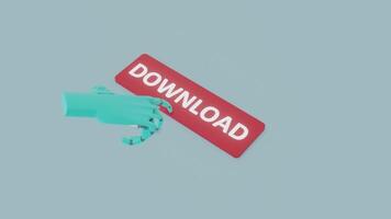 3D Animation of Robotic Hand Pressing Download Button video