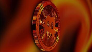Elite Fiery Bitcoin in Full Rotation, Finance, Coin, Cryptocurrency, Money, Hot Background, Exclusive, Looped, Unique Design video