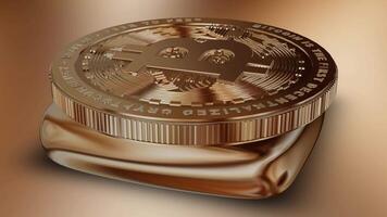 Elegant Sandy Brown Bitcoin in Full Rotation, Finance, Coin, Cryptocurrency, Money, Background, Exclusive, Looped, Unique Design video