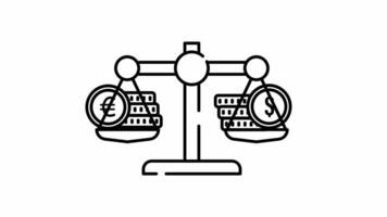Currency Balance Scale - Outline Animation Alpha Channel video