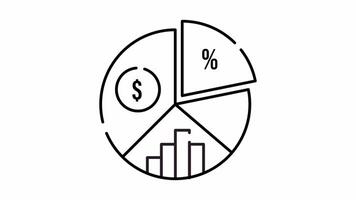 Pie Chart Financial Analysis Animation - Outline Loop with Alpha Channel video