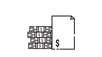 Animated Outline of Money and Invoice Looping Alpha Channel video