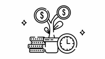 Money Growth Concept Animation - Outline Loop with Alpha Channel video