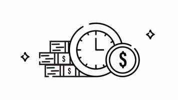 Time is Money - Outline Animation Alpha Channel Loop video