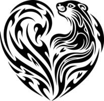Tribal style otter heart design isolated on white background vector