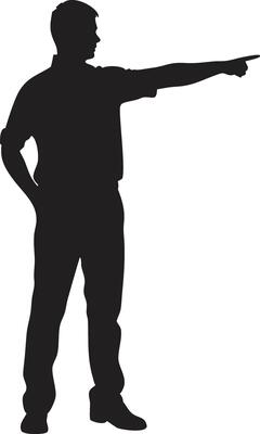 Man pointing rightward casual silhouette illustration