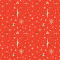 Red Christmas pattern with snowflakes and stars vector