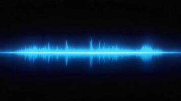 Soundwave in Blue, A vibrant, mesmerizing blue soundwave pulses with energy against a dark backdrop, embodying the dynamic essence of audio frequencies video