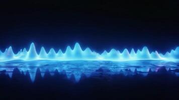 Sound Wave Visualization, A captivating visual representation of sound waves, illuminated in cool blue hues against a dark background video