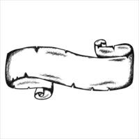ribbon illustration hand draw style in vintage engraved sketch outline style. vector