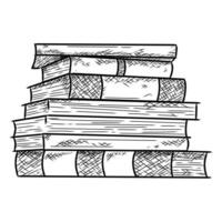 Stuck of books illustration hand draw style in vintage engraved sketch outline style vector