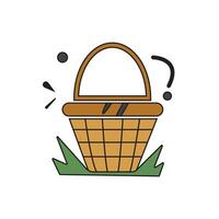 basket icon with a green grass background vector