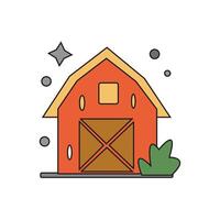 a red barn with a door and a window vector