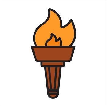 a torch with flames on it, isolated on a white background vector