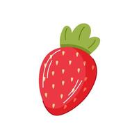 Red whole strawberry in flat style isolated on a white background. vector