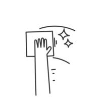 clean the surface by hand until shines in doodle vector