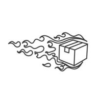 doodle a black and white drawing of a box with flames vector