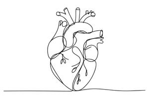 Elegant heart symbol continuous line drawing on white vector
