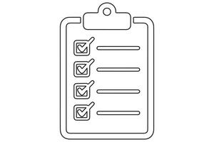 Clipboard icon checklist outline for work task and project management vector