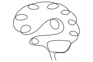 Creative brain line drawing in abstract minimal form vector