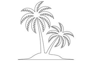 Minimalist palm tree island with sun in silhouette style vector