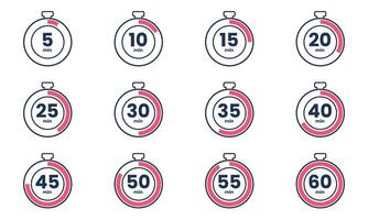 A set of different time stopwatch icons vector