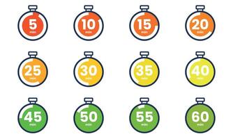 A set of colorful stopwatch icons vector