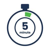 A stopwatch with the words 5 minutes on it vector
