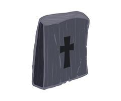 Old wooden grave with cross is standing in cemetery, remembering the past and honoring the deceased, creating a somber and peaceful atmosphere vector