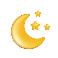 Golden crescent moon with three shiny stars evoking a peaceful night sky, ideal for children s illustrations or any project related to sleep, dreams, and nighttime vector