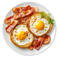 Delicious Breakfast Meal With Fried Eggs And Bacon Isolated Transparent Background png