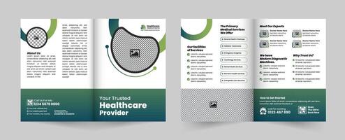 Clean and Professional Bifold Brochure Template for Medical and Healthcare Services - Suitable for Hospital Branding and Company Profile Design vector