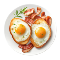 Classic Breakfast Plate With Eggs And Bacon Isolated Transparent Background png