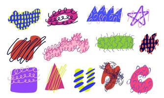 Colorful Abstract Doodle Shapes Collection on White Background vector