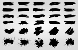Set of paint brush stroke, ink splatter and artistic design elements vector