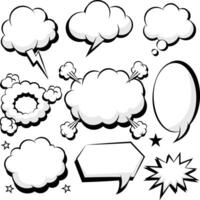 Comic speech bubbles with halftone set template vector