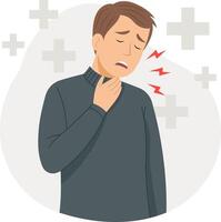 Illustration of a man who is sick and has a sore throat. vector