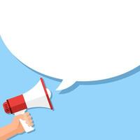 Announcement with Megaphone. Communication, Promotion, and Speech Bubble vector