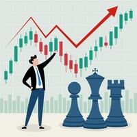 Conceptual financial illustration showing market trends, stock market volatility to communicate financial analysis. vector