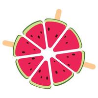 Set of triangular slices of juicy ripe watermelon. Illustration in flat style on white background. vector