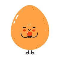 Lovable Egg character hugging red heart, expressing romantic emotions vector