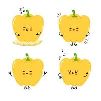 Delightful illustration of four cartoon Bell Peppers with various happy and funny expressions. vector