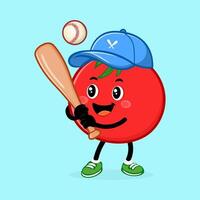 Smiling baseball player in blue cap and green shoes swinging wooden bat during game, ready to hit incoming pitch vector