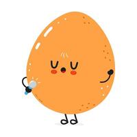 Cheerful Egg holding microphone and singing, adorable character enjoying music vector