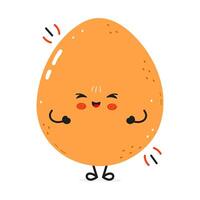 Strong and healthy cartoon egg character flexing biceps, promoting healthy food and lifestyle vector