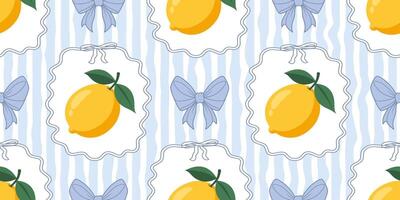 Lemon and blue bow pattern design vector